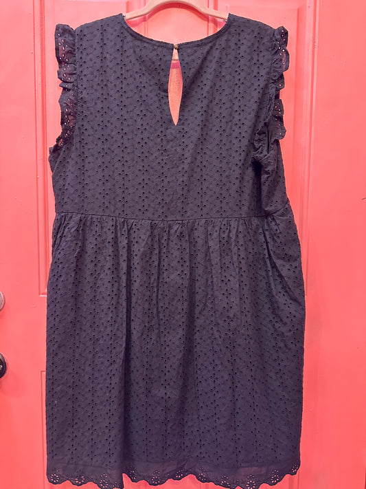 Navy Eyelet Mini Dress