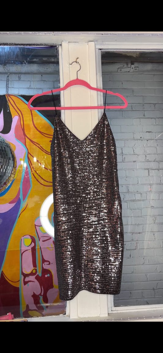 Black Shimmer Strap Dress