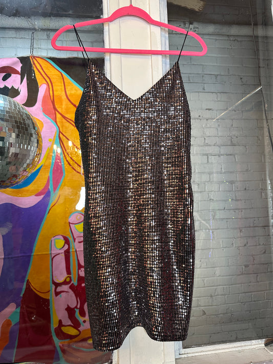 Silver Sequenced Cocktail Dress