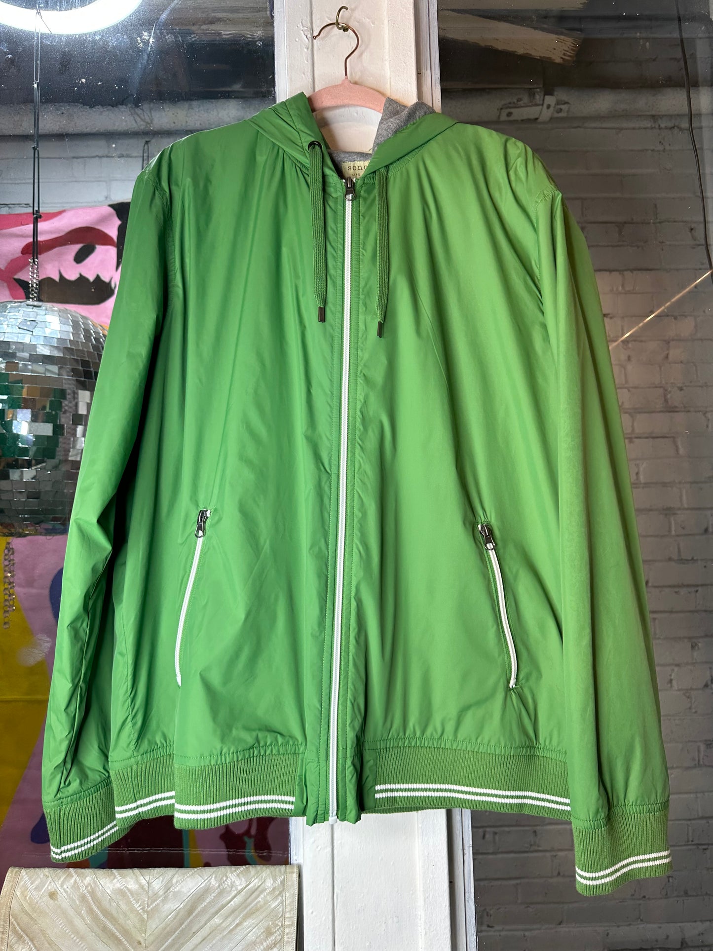 Green Zip Up Rain Jacket