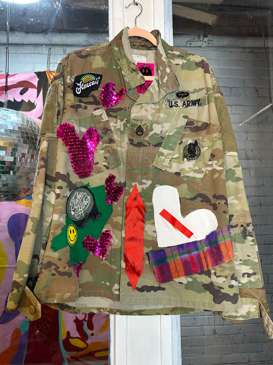 Repurposed “Love Me” Army Jacket